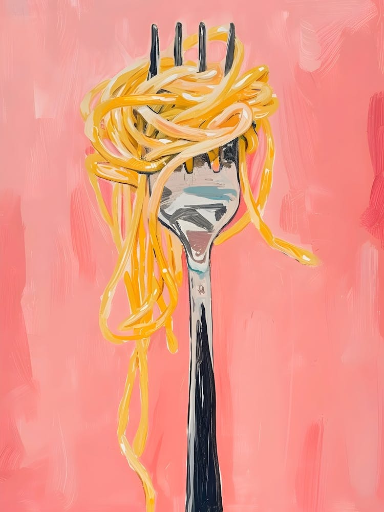 Fork And Spaghetti Canvas Print 1