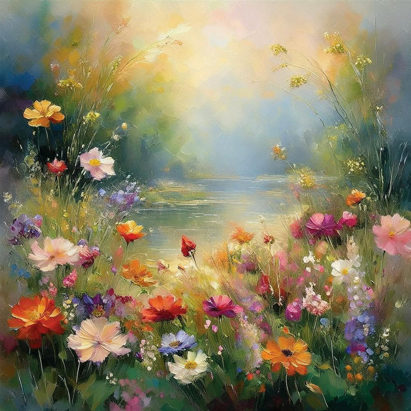 Vintage Landscape Painting of a Field of Wildflowers in a Midday Meadow, Vintage Landscape, Country Field Wall Art, Botanical Art Poster, Spring Forest Prints, Country Spring Roses.61