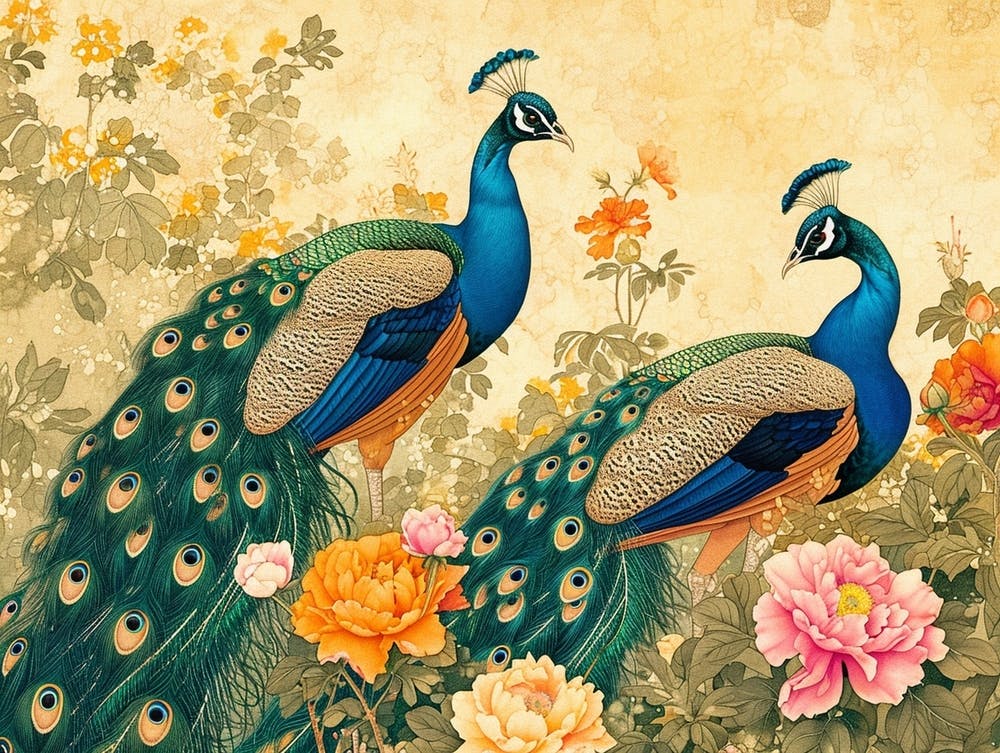 Floral Animal Illustration Peacock 4