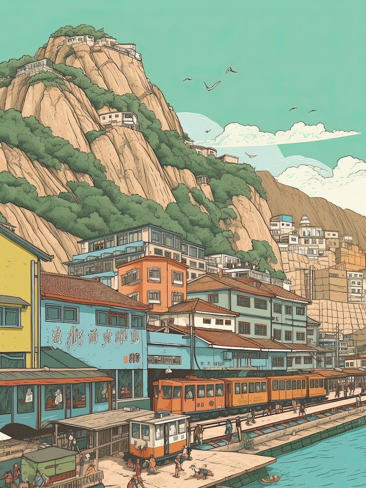 Busan Südkorea Reiseillustration 1