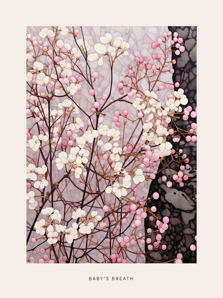 Flower Illustration Babys Breath 1 Poster