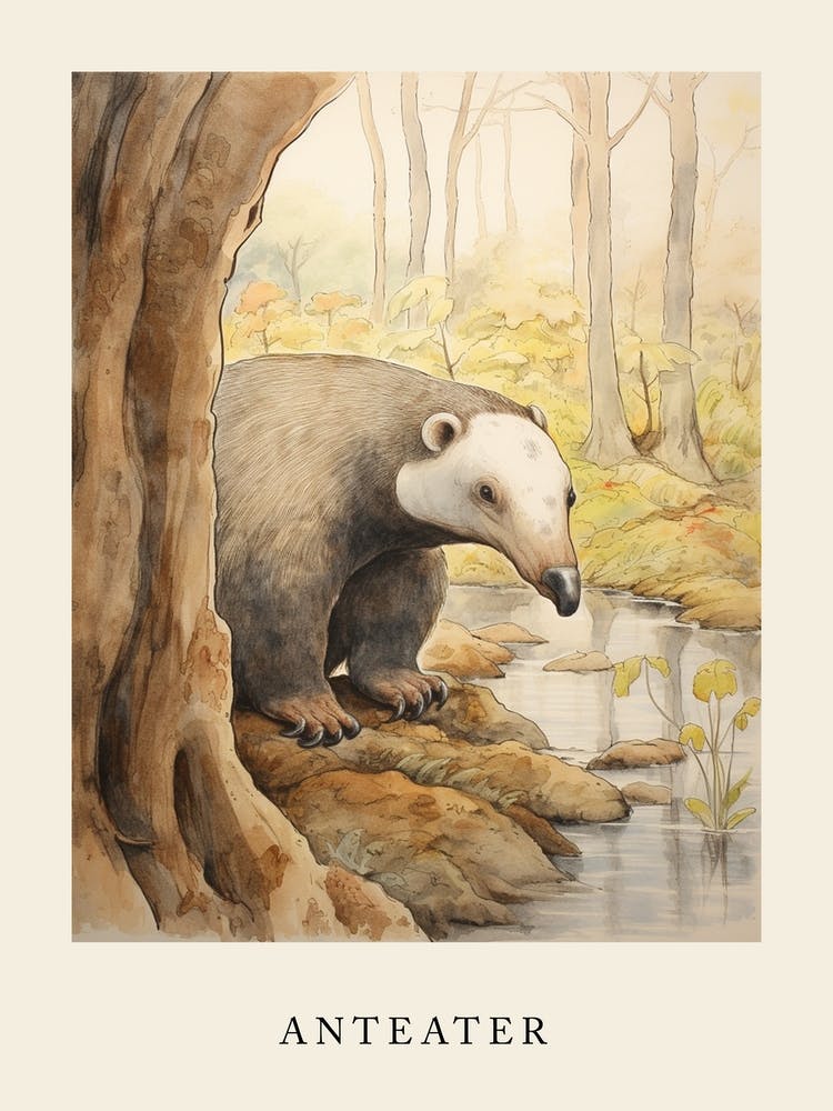 Beatrix Potter Inspired  Animal Watercolour Anteater