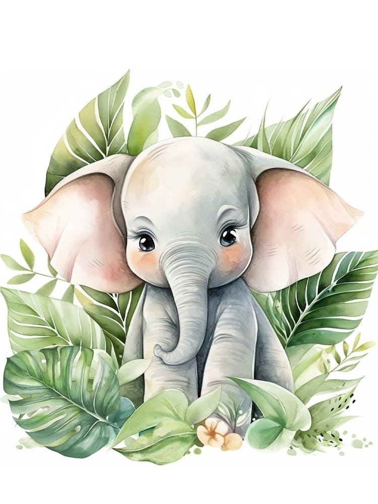 Baby Elephant In The Jungle Nursery