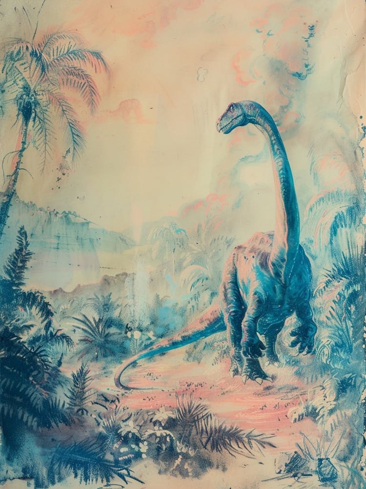Dinosaur Storybook Pastel Watercolour Painting 2
