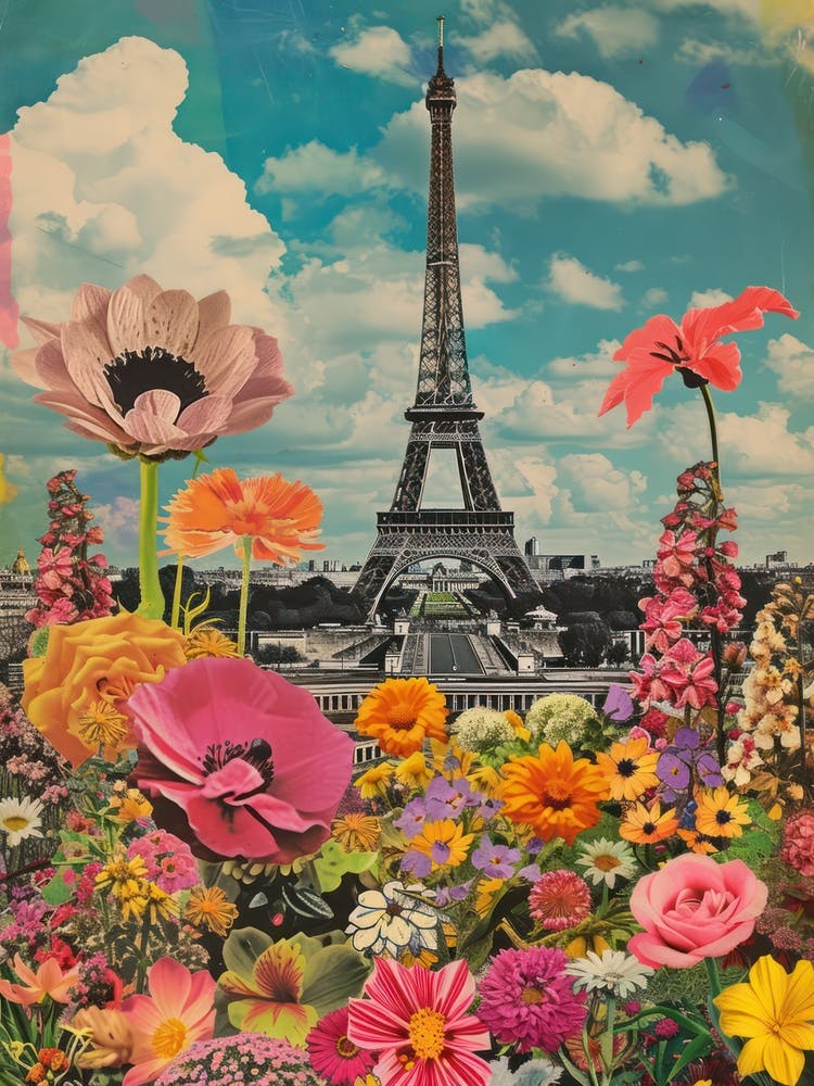 Paris   Floral Retro Collage Style 4