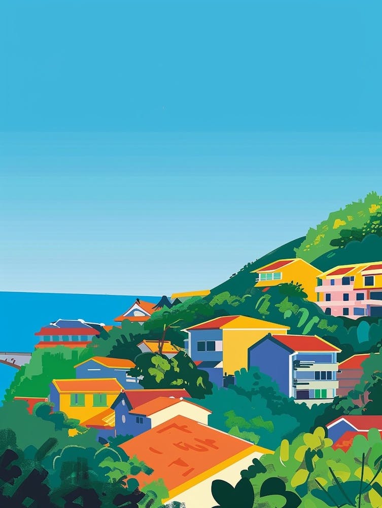 Kamakura Japan 3 Colourful Illustration