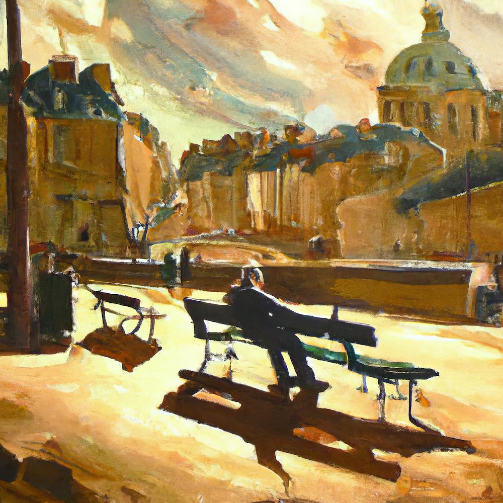 Watercolor Of Paris in Style of Jean-François