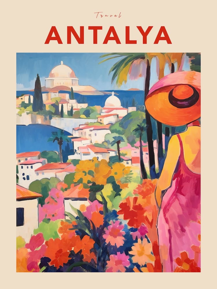 Antalya Turkey 5 Fauvist Travel Poster