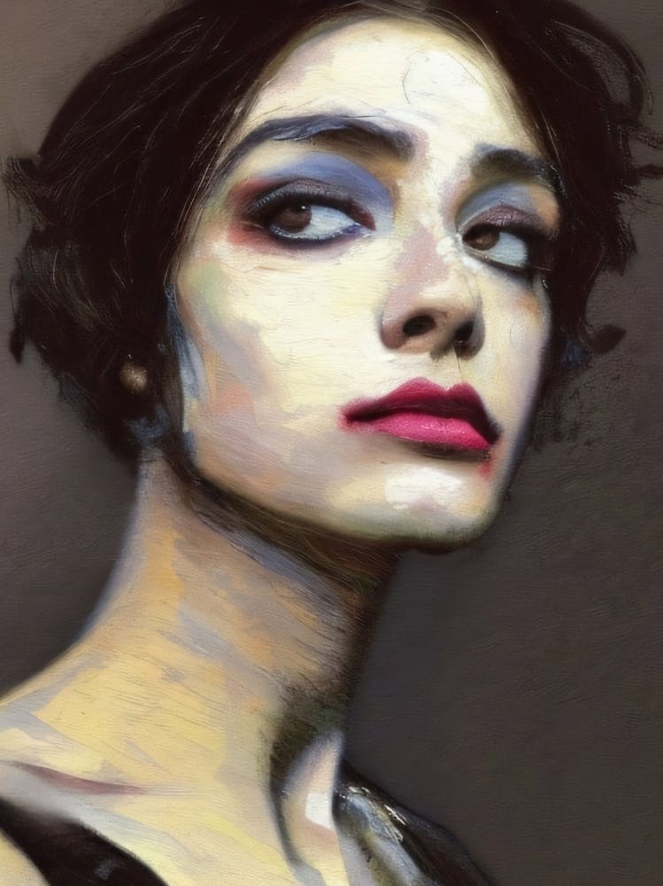Portrait Of A Woman Wearing Lipstick