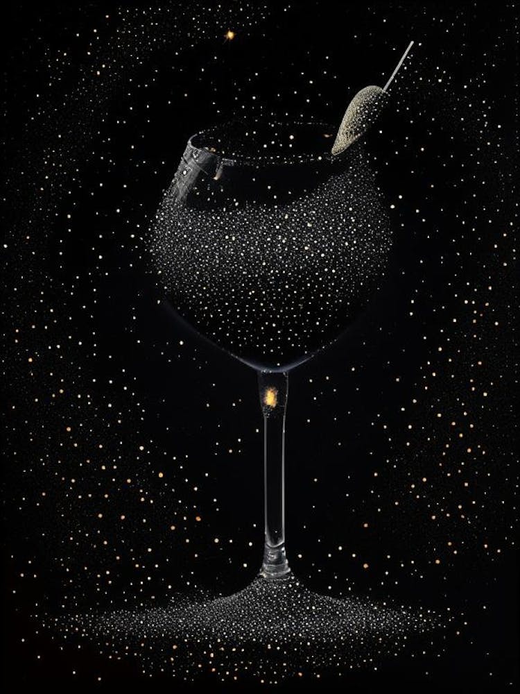 Black Magic Pointillism Cocktail Poster