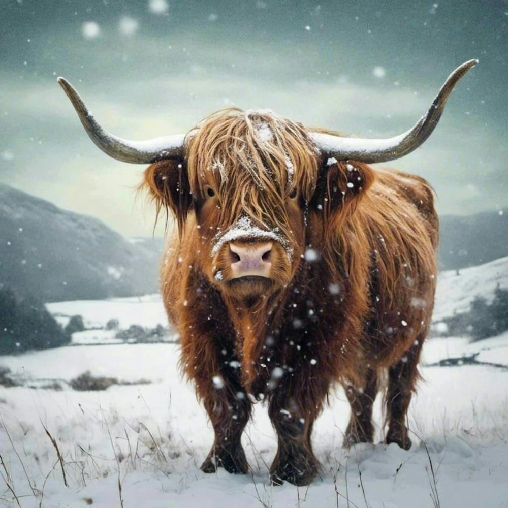 Highland Cow In Snow