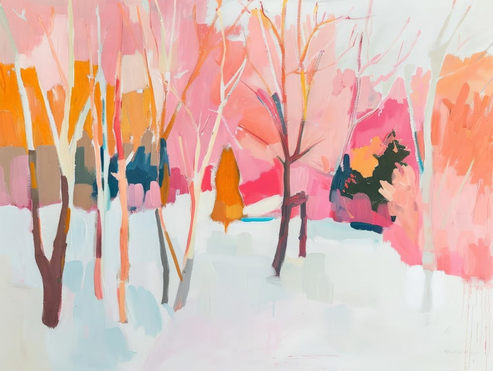 Pink Trees In The Snow