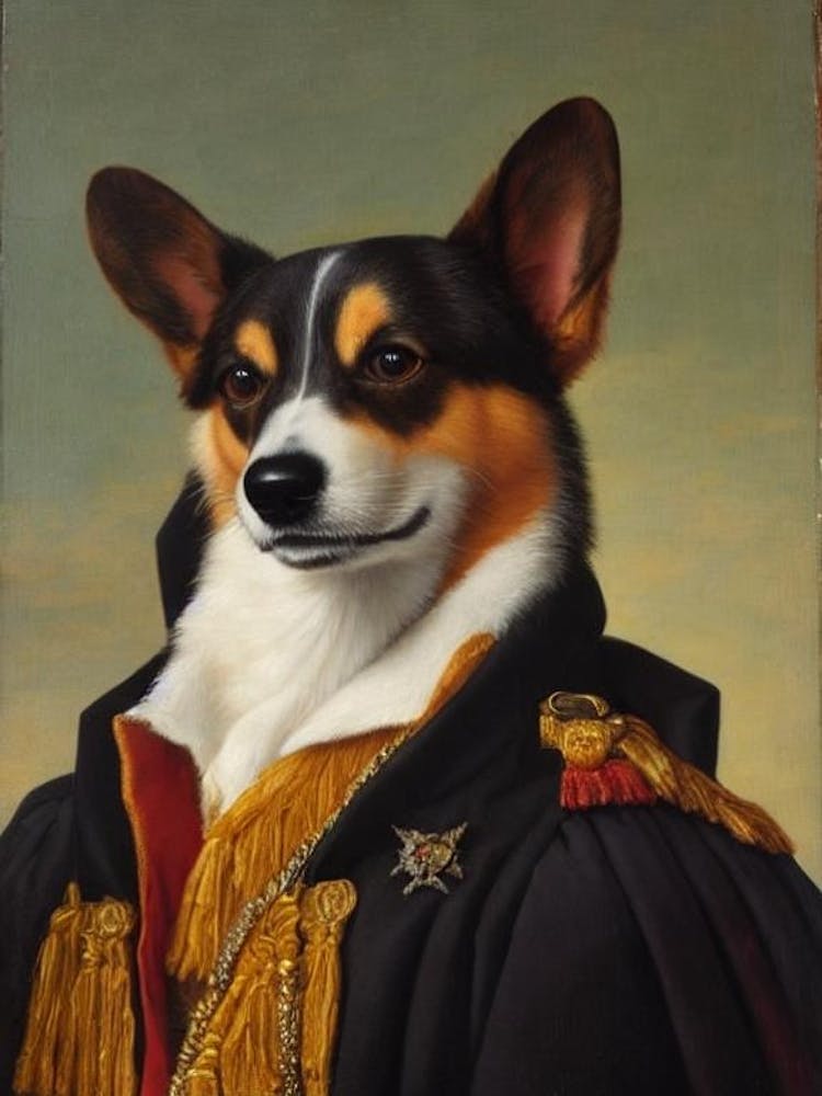Pembroke Welsh Corgi 2 Renaissance Portrait Oil Painting