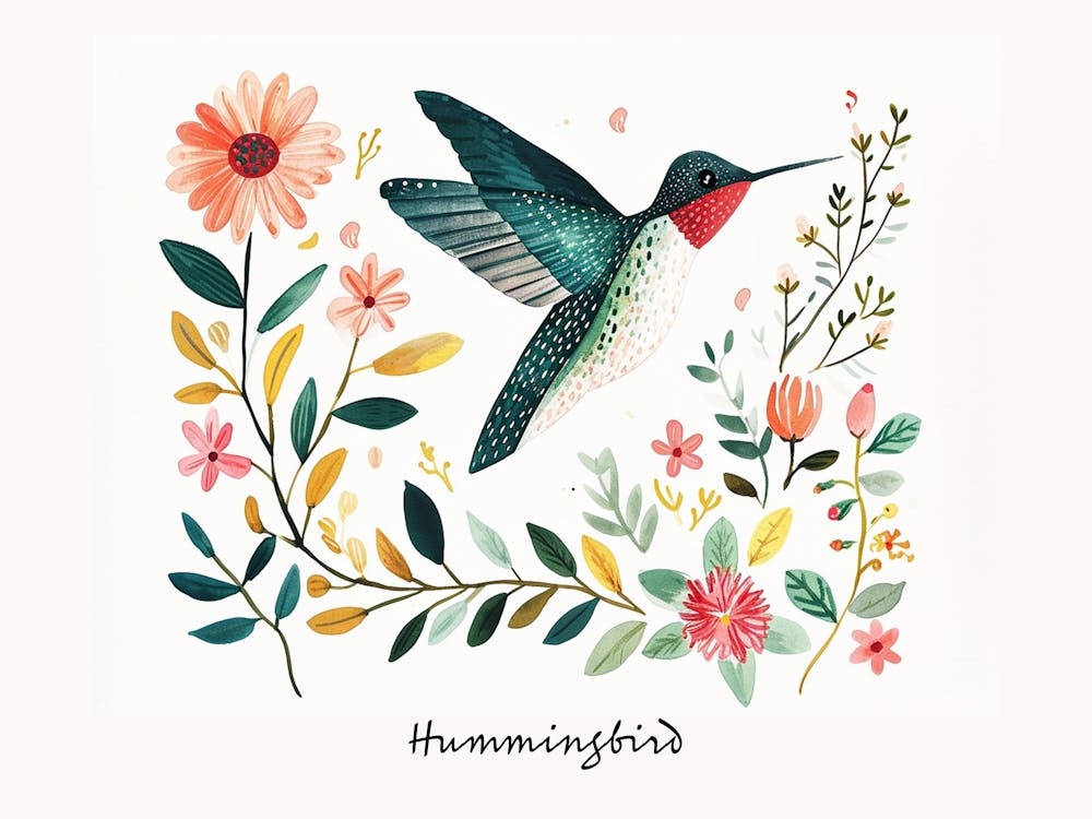 Little Floral Hummingbird 4 Poster