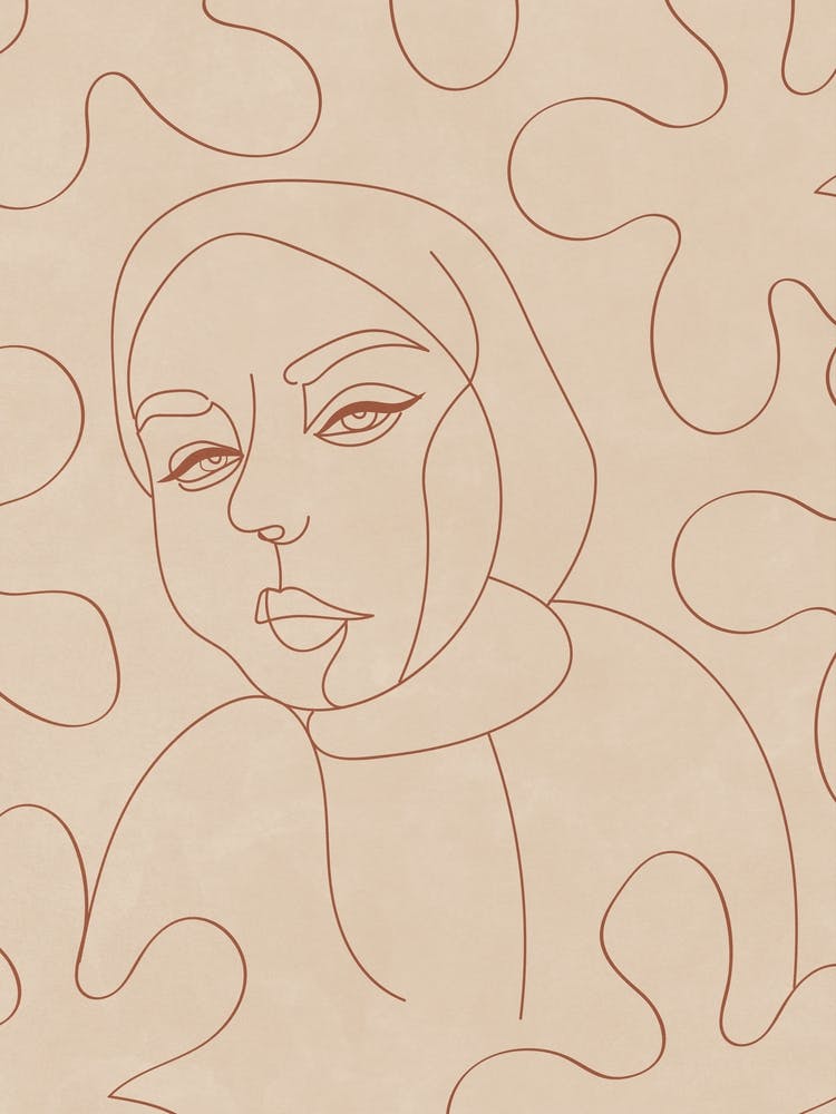 Minimal Line Art Hijab Woman