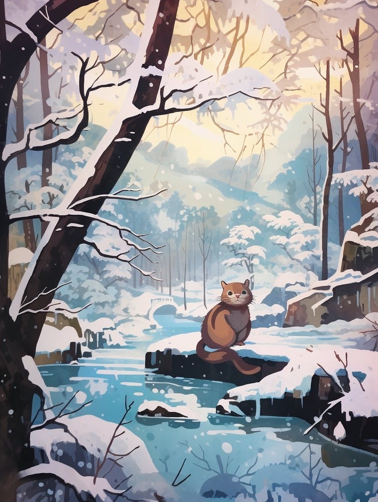 Winter Otter Illustration