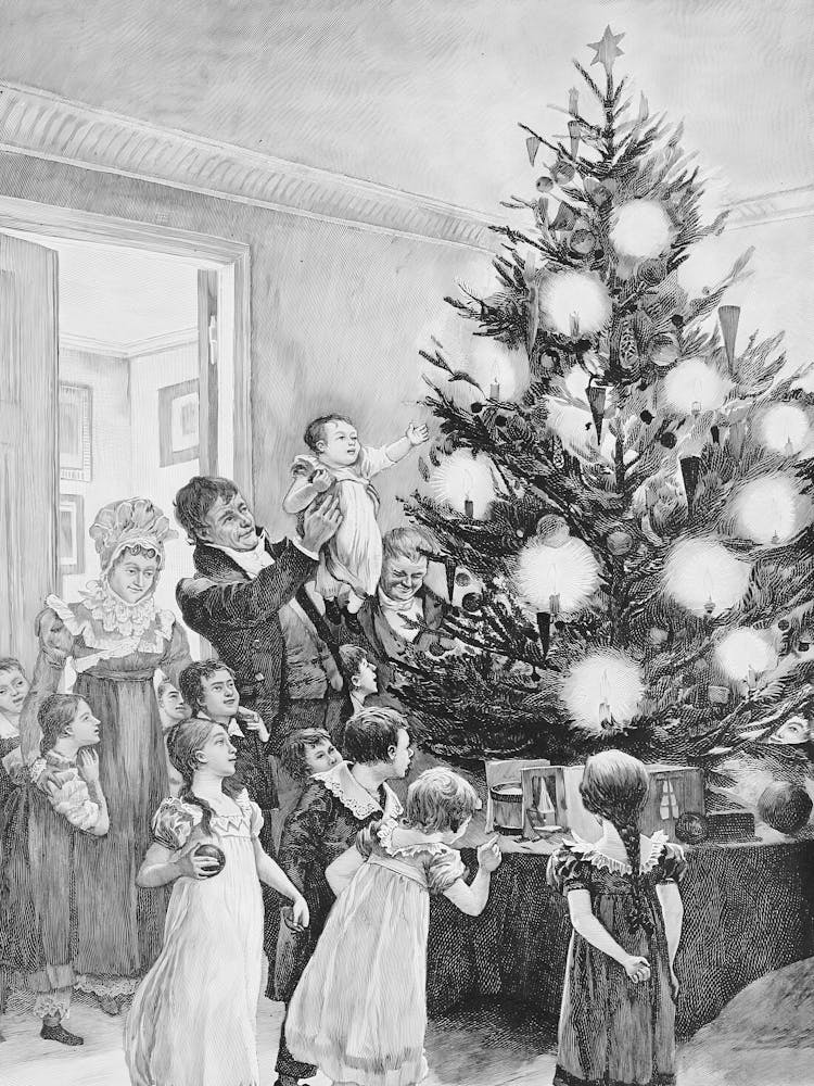 Christmas Tree, Vintage Victorian Art