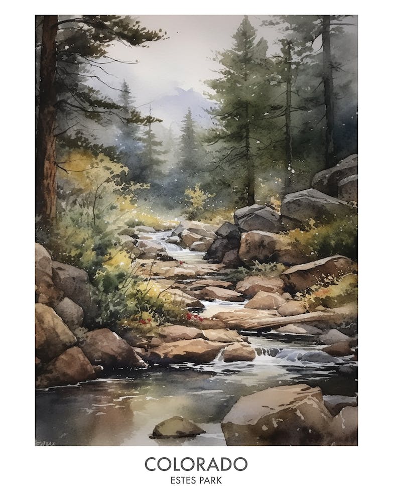 Estes Park, Colorado 2 Watercolor Travel Poster