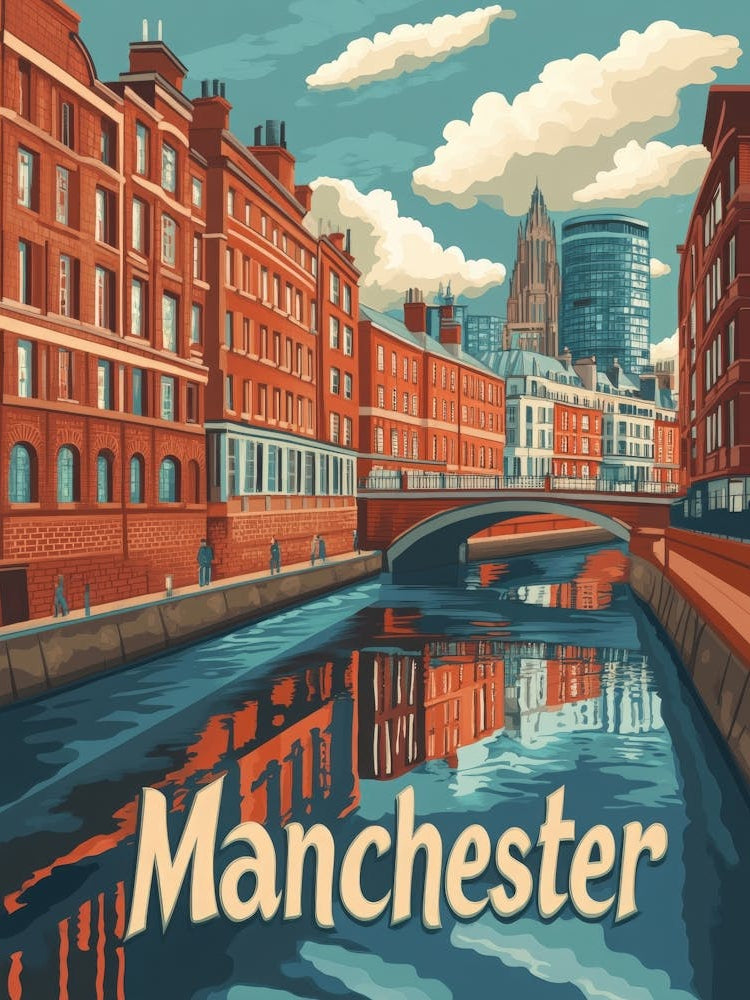 Aihrgdesign A Retro Travel Poster For Manchester 1