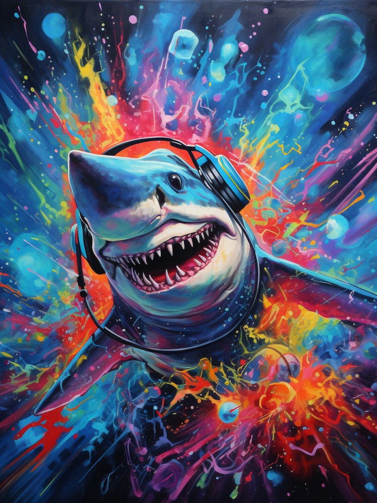  A Dj Shark Vibrant Paint Splash 1