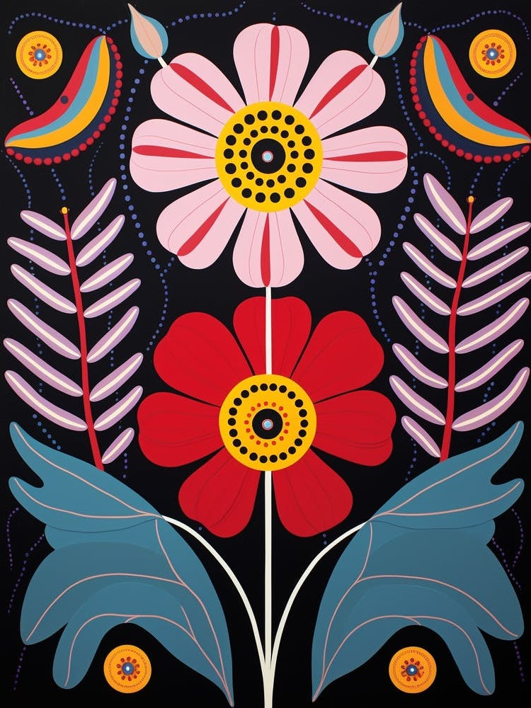 Flower Motif Painting Cosmos 3