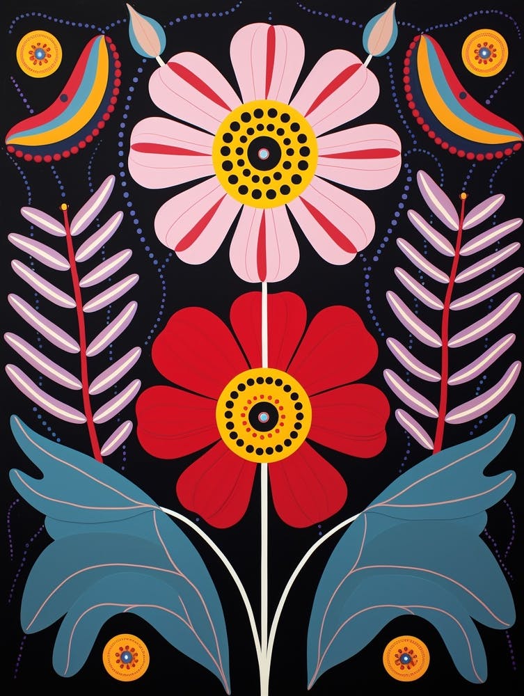 Flower Motif Painting Cosmos 3