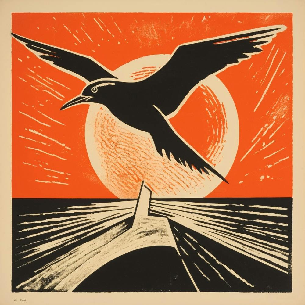 Retro Bird Lithograph Seagull 4