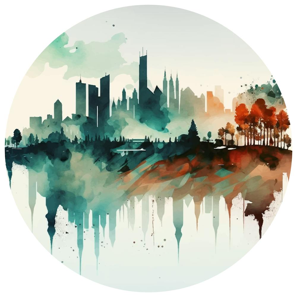 Chicago Skyline.A fine artistic print that decorates the place.