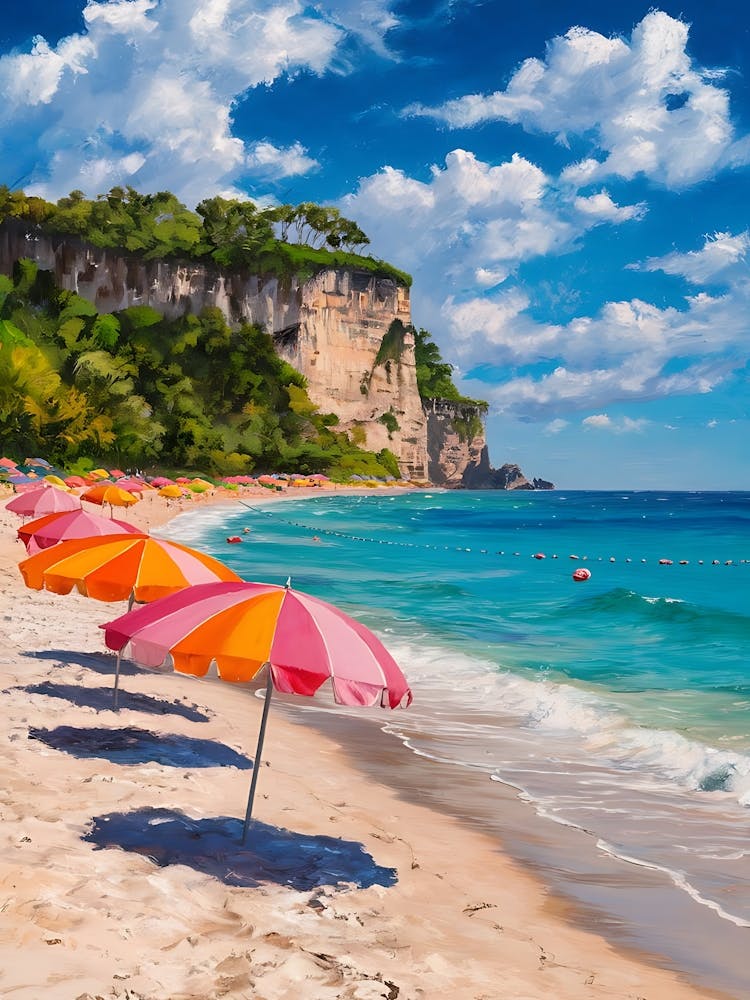 Colorful Umbrellas On The Beach