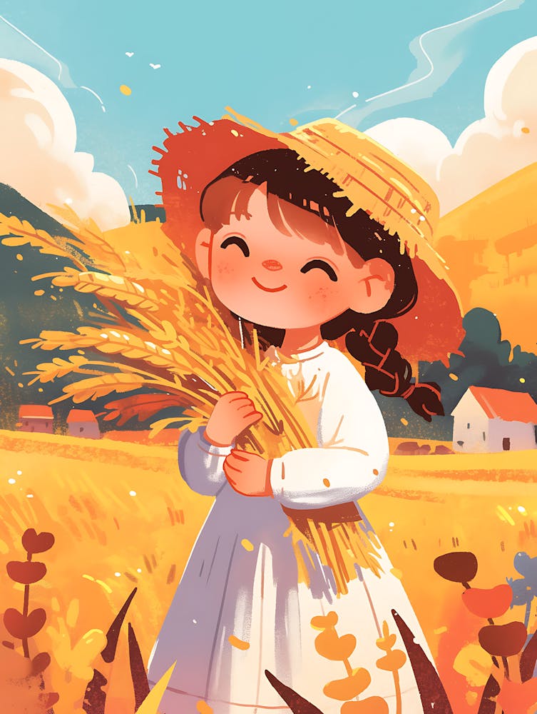 Cute Little Girl In A Wheat Field 7