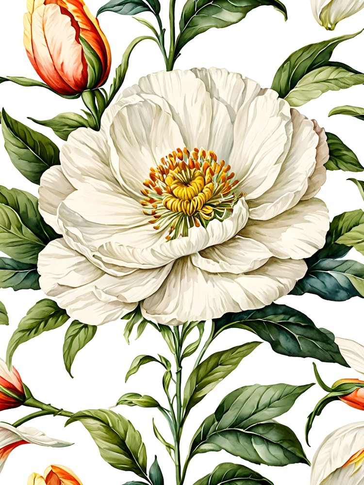 Peony Seamless Pattern