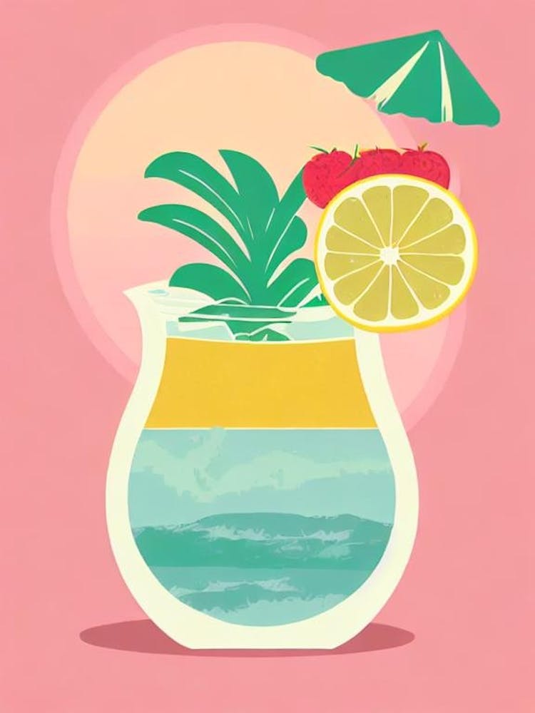 Tom Collins Retro Pink Cocktail Poster