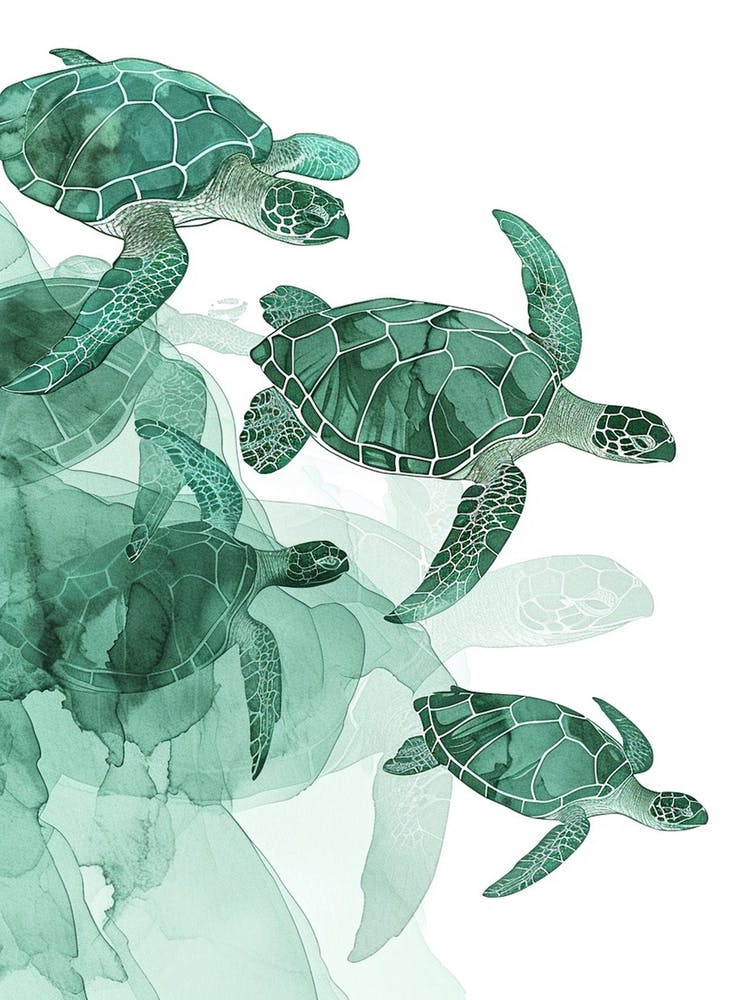 Sea Turtle Turquoise Illustration 2