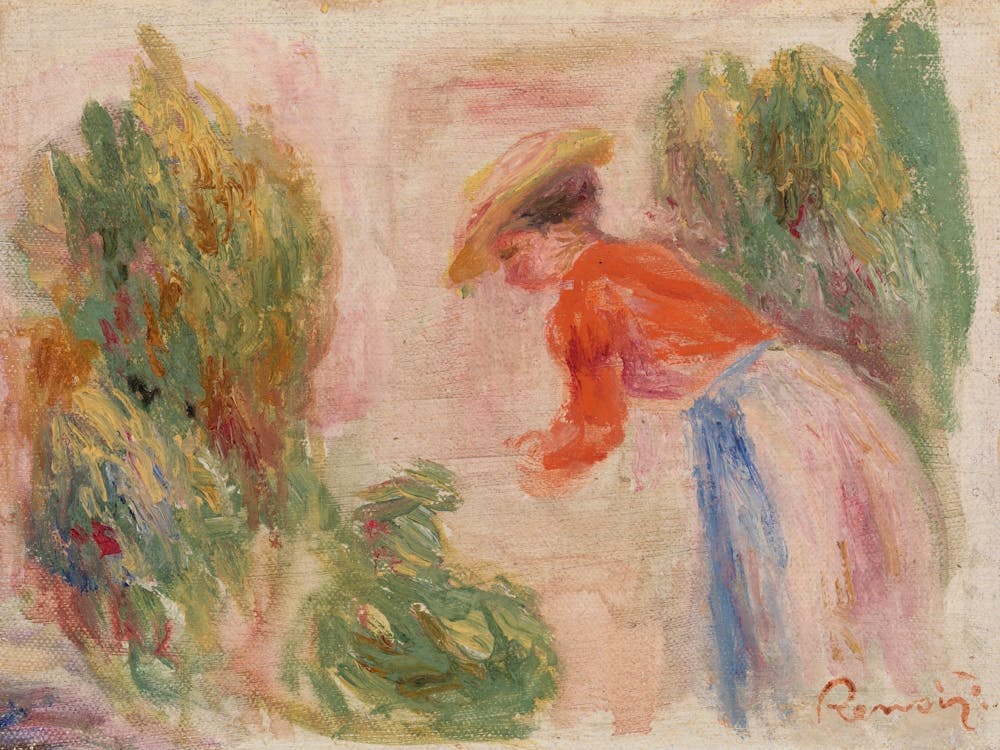 Woman Gathering Flowers, Pierre Auguste Renoir