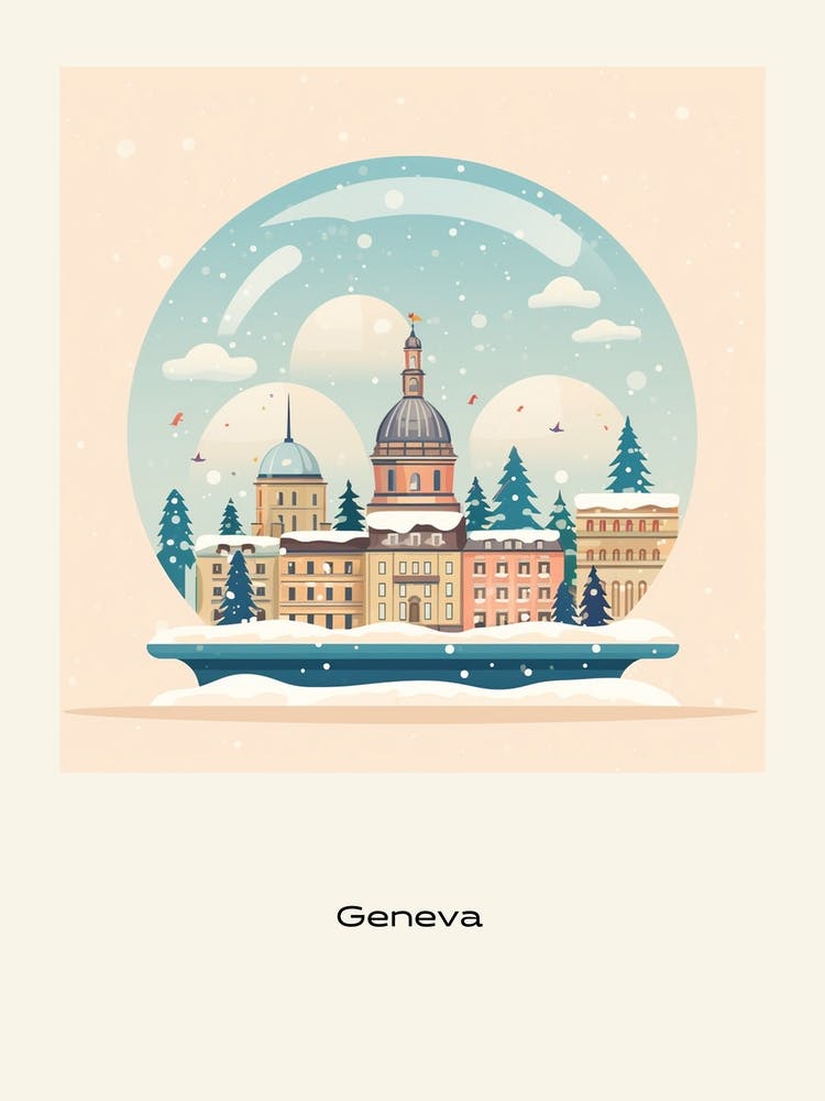 Geneva Switzerland Snowglobe Poster