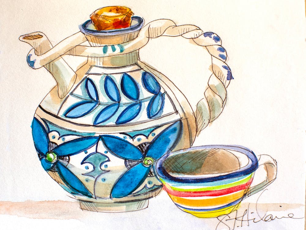 Blue Italian Pottery Jug