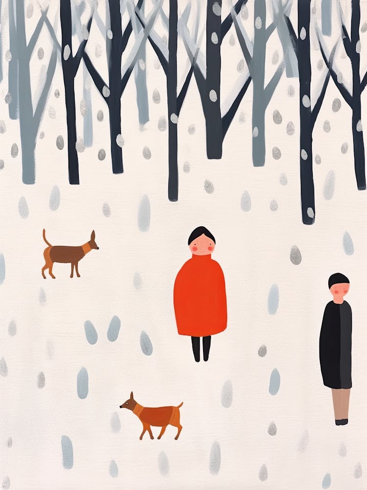 Winter Snow Scene, Tiny People And Illustration 8