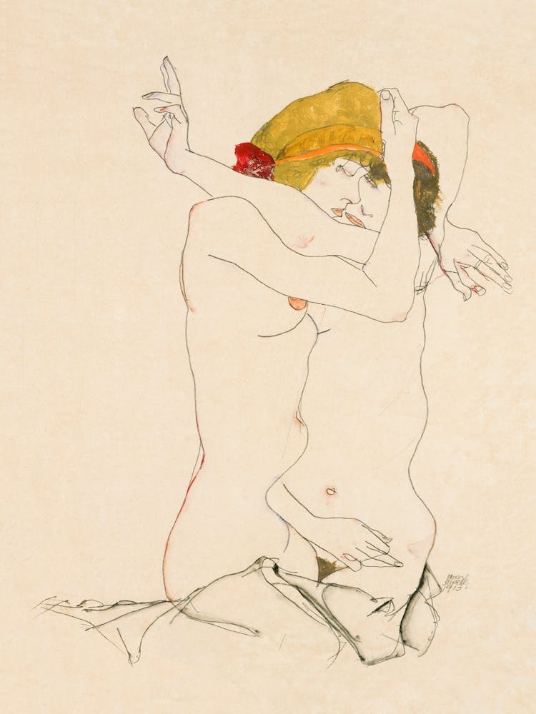 Two Women Embracing, Egon Schiele