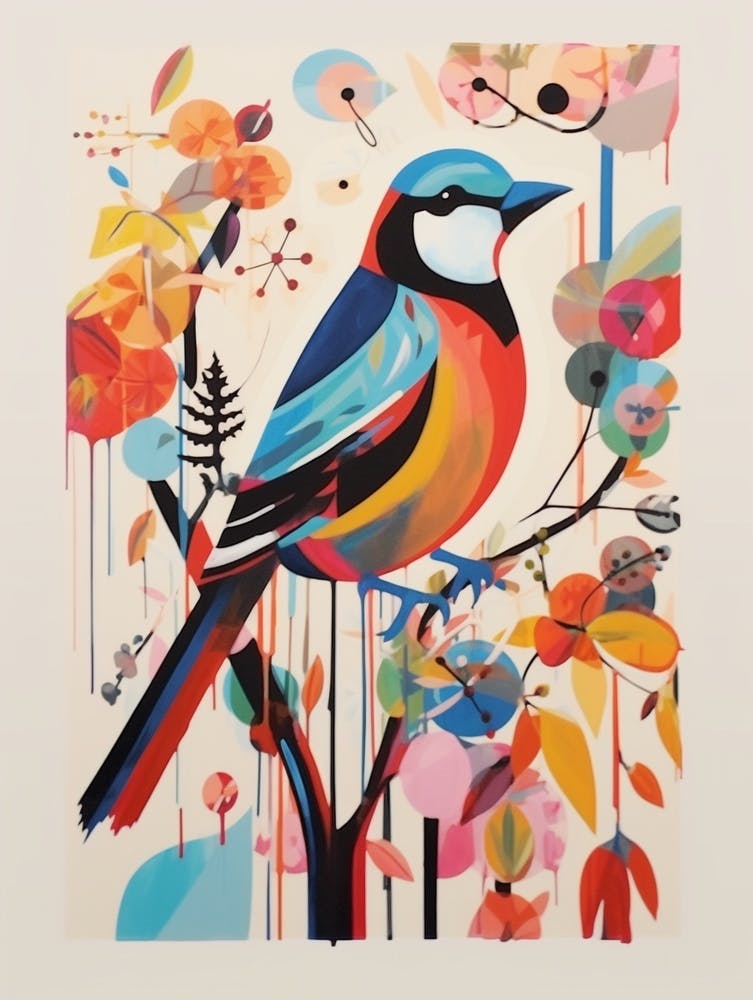 Colourful Scandi Bird House Sparrow 1