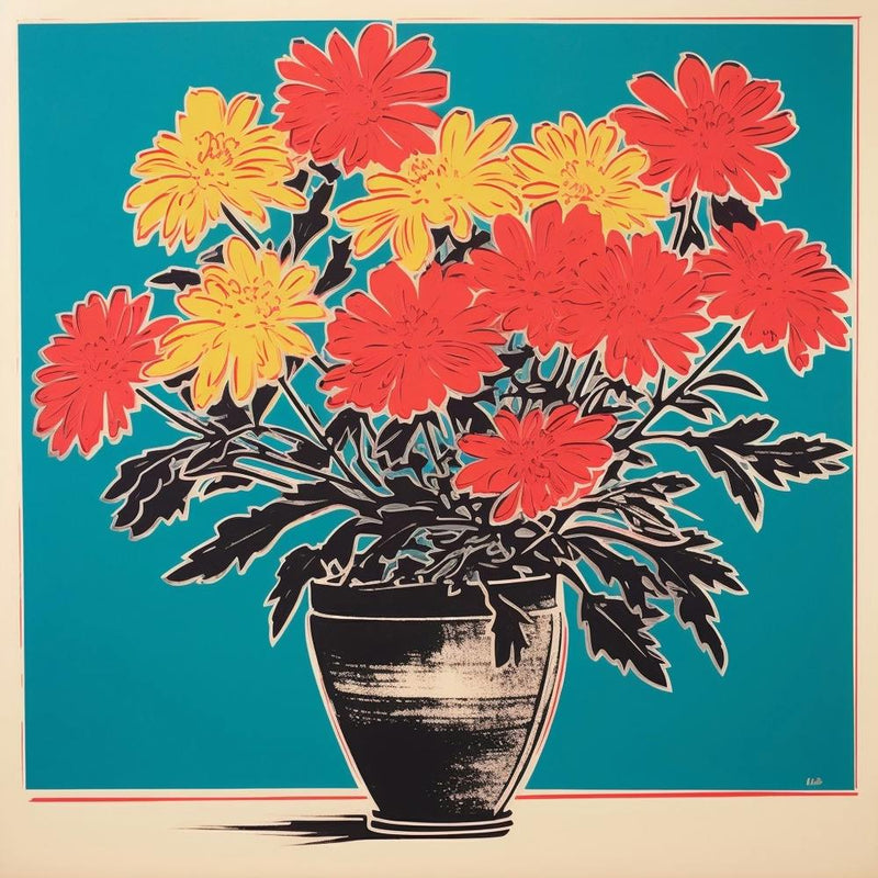 Chrysanthemum 1 Pop Art Illustration Square