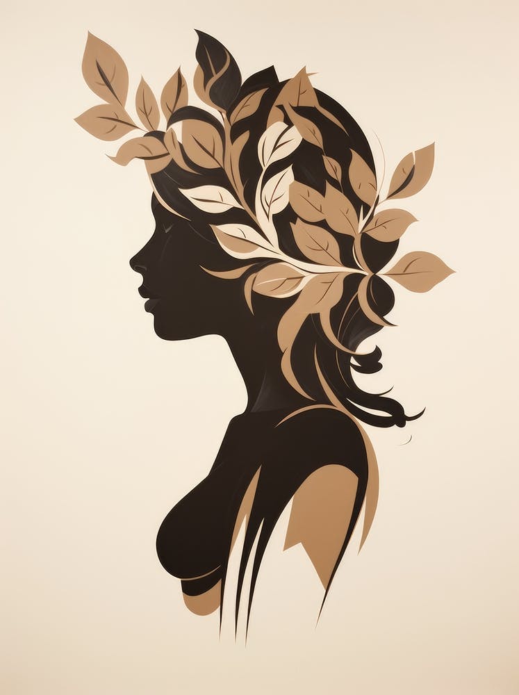 Portrait Of A Woman With Leaves In Her Hair