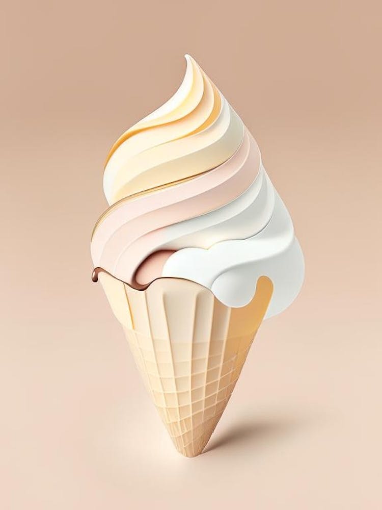 Ice Cream Dessert Neutral Abstract Illustration Flower