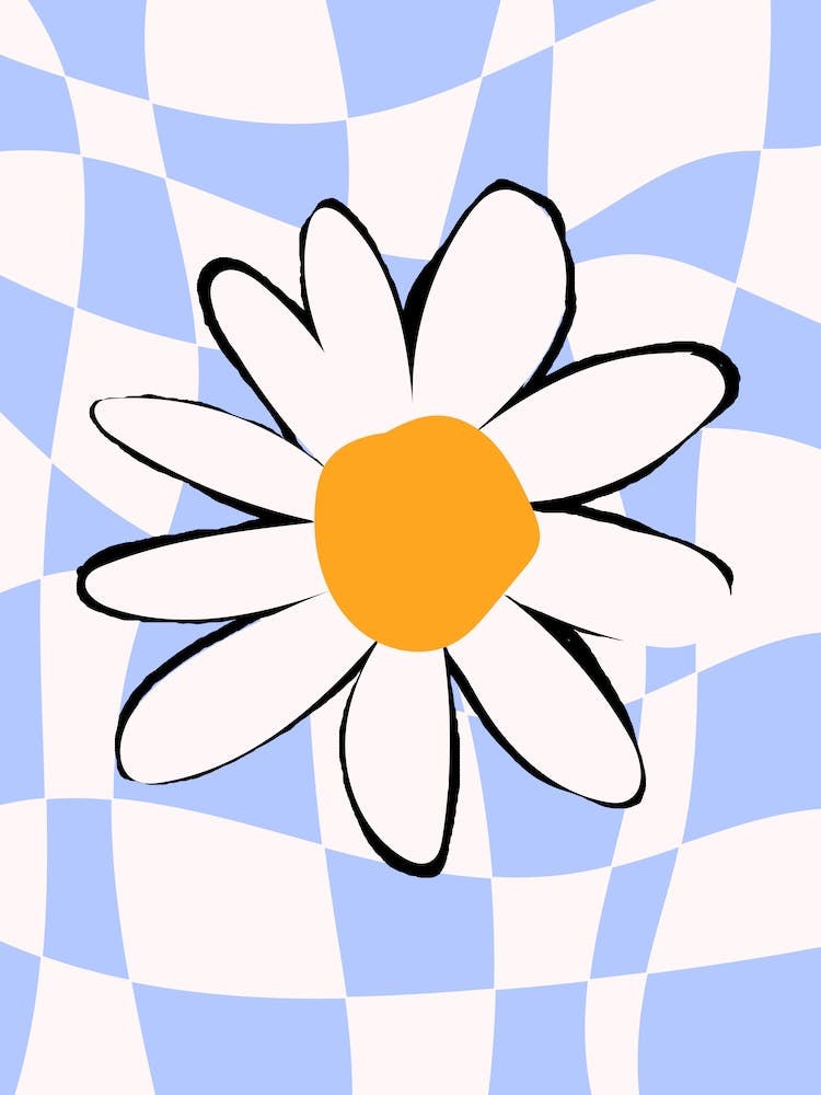 Daisy on a checkered background