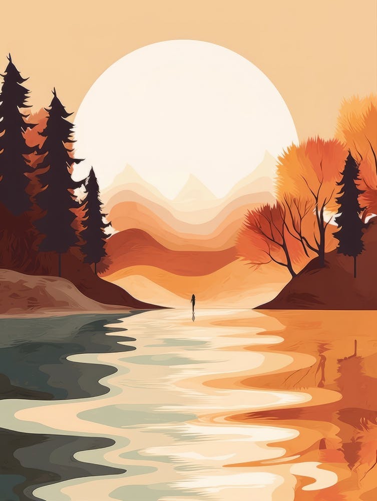 Autumn , Fall, Landscape, Inspired By National Park in the USA, Lake, Great Lakes, Boho, Beach, Minimalist Canvas Print, Travel Poster, Autumn Decor, Fall Decor 15