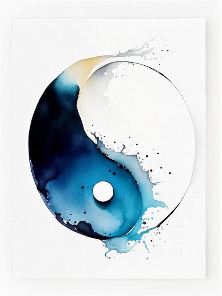 Minimal Yin and Yang Watercolour