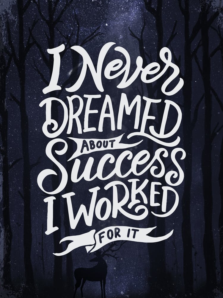 I Never Dreamed About Success I Worked For It - Lettering poster