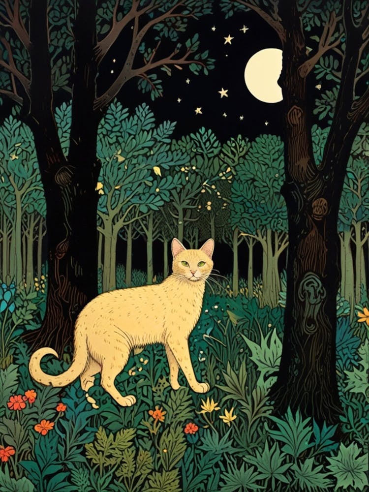 William Morris Cat In The Forest 7