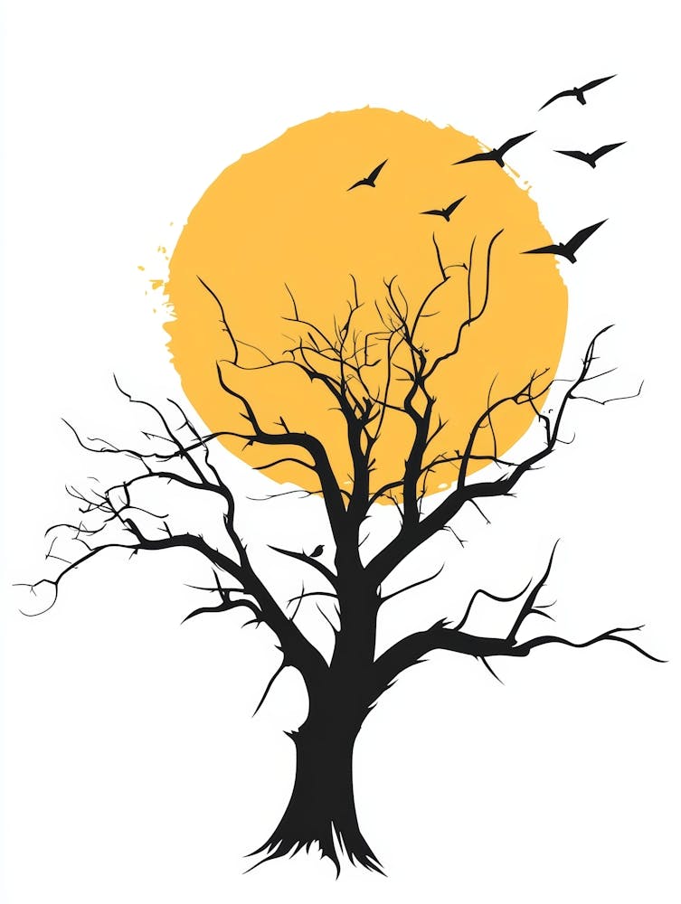 Bare Tree With Birds