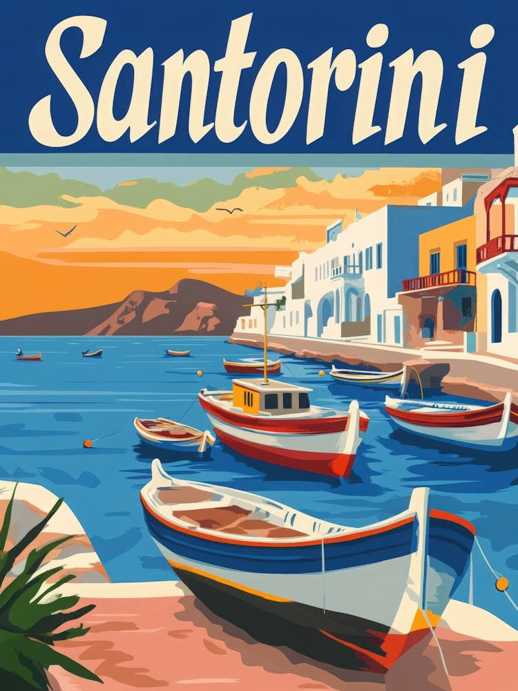 Aihrgdesign A Retro Travel Poster For Santorini Featuring A C 644015d6 C1a2 4096 9c16 9c63f83017c3 2