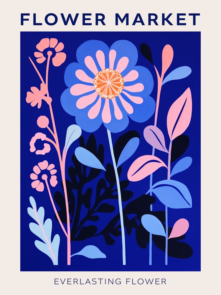 Blue Flower Market Poster Everlasting Flower Market Poster 3